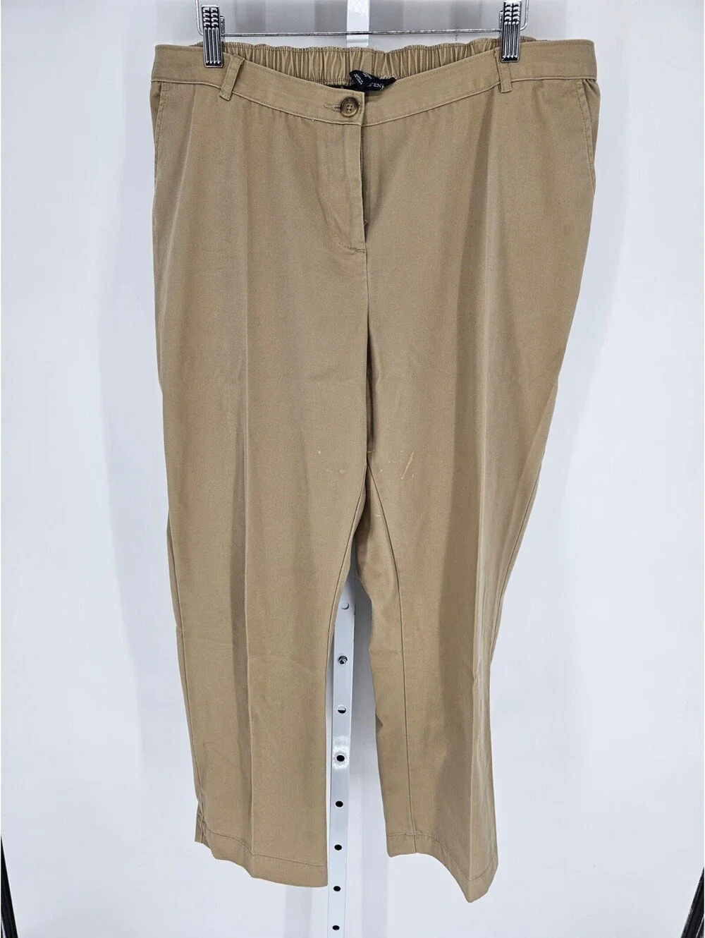 Lands End Womens Sz 16P Dress Pants Beige Khaki Straight Leg Fit 3